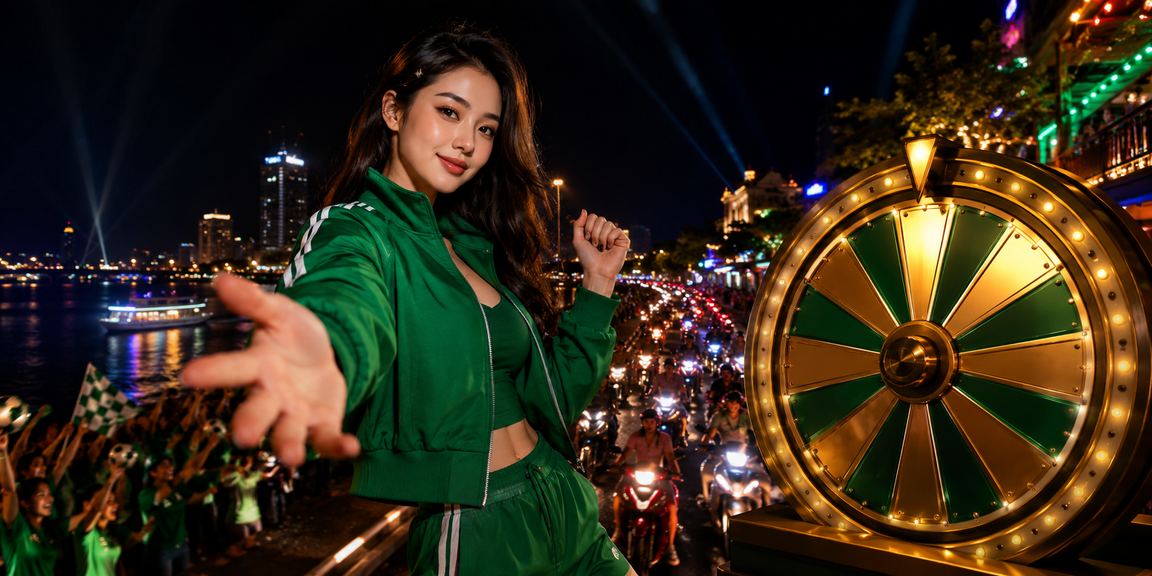 Bàn roulette neon lung linh về đêm ở vùng sông Mekong Việt Nam